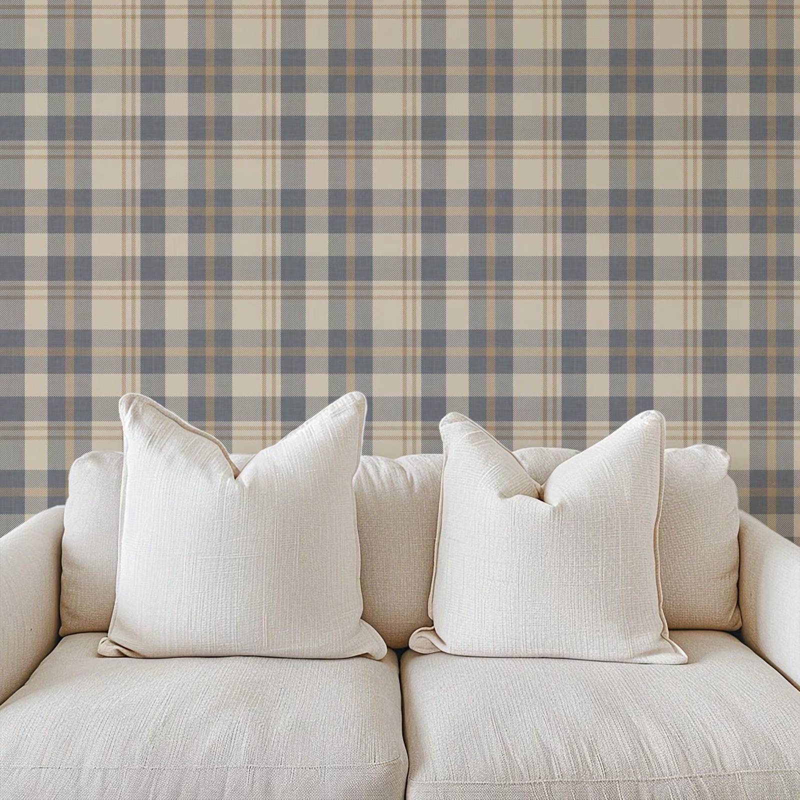 Neutral Blue and Beige Plaid W - đánh giá và giá Interior Design Scandinavian