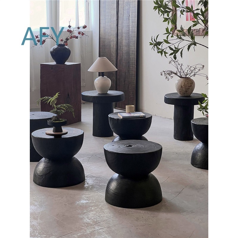 Carbonized Wood Stool for Home - đánh giá và giá Interior Design Zen
